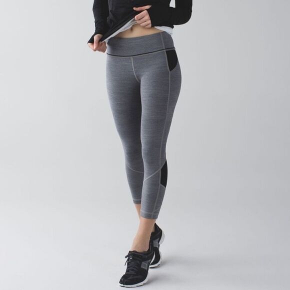 Lululemon Pace Rival Crop Legging Heather Gray Black - Picture 13 of 15